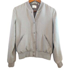Wilfred | Aritzia Poussin Snap Bomber Jacket in Ashen Gray Beige | Size Small